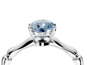 Solitaire Engagement Ring Setting for Fancy Blue Pear-Shaped Center with Bamboo Band and Prong Head in Sterling Silver