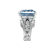 Solitaire Engagement Ring Setting for Fancy Blue Princess Cut Center with Marquise and Bezel Accents and Prong Head in Platinum