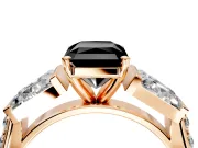 Channel-Set Engagement Ring Setting for Fancy Black Radiant Cut Center with Baguette Band and Prong Head in Rose Gold