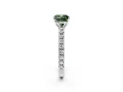 Solitaire Engagement Ring Setting for Fancy Green Cushion Cut Center with Large Accent Band and Prong Head in Platinum