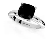Solitaire Engagement Ring Setting for Fancy Black Cushion Cut Center with Wire Band and Prong Head in Platinum