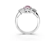 3 Stone Engagement Ring Setting for Fancy Pink Marquise Center with Matching Side Accents and Prong Head in Sterling Silver