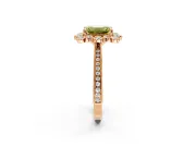 Milgrain Halo Engagement Ring Setting for Fancy Yellow Emerald Cut Center with Bezel Point Accents and Prong Head in Rose Gold