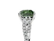 Solitaire Engagement Ring Setting for Fancy Green Cushion Cut Center with Twisted Pave Split Shank and Prong Head in Platinum