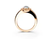 Pave Halo Engagement Ring Setting for Marquise Center with Single Row Pave Band and Prong Head in Rose Gold
