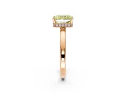 Hidden Halo Engagement Ring Setting for Fancy Yellow Radiant Cut Center with Wide Flat Plain Band and Prong Head in Rose Gold