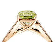 Solitaire Engagement Ring Setting for Fancy Yellow Radiant Cut Center with Round Cut Channel Band and Prong Head in Rose Gold