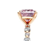Solitaire Engagement Ring Setting for Fancy Pink Princess Cut Center with Alternating Size Accents and Prong Head in Rose Gold