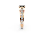 Solitaire Engagement Ring Setting for Emerald Cut Center with Graduated Shared Prongs and Prong Head in Rose Gold