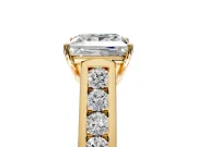 Solitaire Engagement Ring Setting for Princess Cut Center with Cathedral Channel Band and Prong Head in Yellow Gold