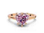 Solitaire Engagement Ring Setting for Fancy Pink Heart-Shaped Center with Cathedral Band and Prong Head in Rose Gold