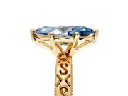 Solitaire Engagement Ring Setting for Fancy Blue Marquise Center with Scrollwork Band and Prong Head in Yellow Gold