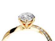 Side Accent Engagement Ring Setting for Marquise Center with Accent Shoulders and Prong Head in Yellow Gold