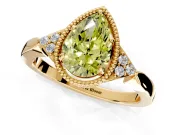 Cluster Engagement Ring Setting for Fancy Yellow Pear-Shaped Center with Milgrain Shoulder Clusters and Prong Head in Yellow Gold