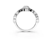 Milgrain Bezel Engagement Ring Setting for Pear-Shaped Center with Marquise Stations and Bezel Head in Platinum