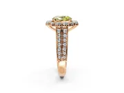 Large Accent Halo Engagement Ring Setting for Fancy Yellow Oval Center with Pave Split Shank and Prong Head in Rose Gold