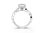 Solitaire Engagement Ring Setting for Asscher Cut Center with Twisted Pave Split Shank and Prong Head in Platinum