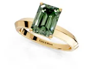 Solitaire Engagement Ring Setting for Fancy Green Emerald Cut Center with Wide Knife Ridge Band and Prong Head in Yellow Gold