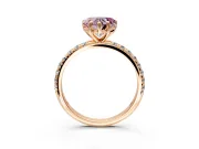 Solitaire Engagement Ring Setting for Fancy Pink Heart-Shaped Center with Micro Pave Band and Prong Head in Rose Gold