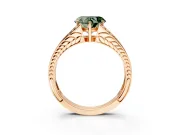 Split Shank Engagement Ring Setting for Fancy Green Heart-Shaped Center with Pave Split Shank and Prong Head in Rose Gold