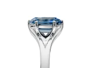Solitaire Engagement Ring Setting for Fancy Blue Emerald Cut Center with Plain Split Shank and Prong Head in Platinum