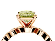 Solitaire Engagement Ring Setting for Fancy Yellow Radiant Cut Center with Milgrain Bezel Accents and Prong Head in Rose Gold