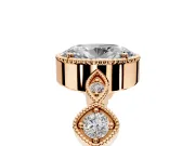 Vintage Station Engagement Ring Setting for Oval Center with Accents and Prong Head in Rose Gold