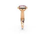 Halo Engagement Ring Setting for Fancy Pink Radiant Cut Center with Square Band and Prong Head in Rose Gold