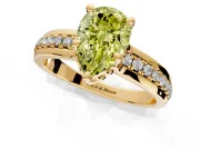 Solitaire Engagement Ring Setting for Fancy Yellow Pear-Shaped Center with Raised Channel Band and Prong Head in Yellow Gold