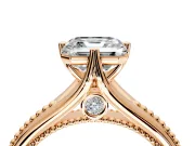Solitaire Engagement Ring Setting for Asscher Cut Center with Milgrain Cathedral Band and Prong Head in Rose Gold