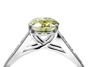 Solitaire Engagement Ring Setting for Fancy Yellow Oval Center with Cathedral Channel Band and Prong Head in White Gold