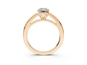 Solitaire Engagement Ring Setting for Emerald Cut Center with Flat-Sided Plain Band and Prong Head in Rose Gold