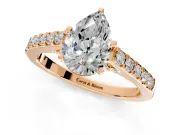 Solitaire Engagement Ring Setting for Pear-Shaped Center with Crossover Accents and Prong Head in Rose Gold