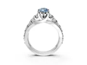 Solitaire Engagement Ring Setting for Fancy Blue Pear-Shaped Center with Graduated Shared Prongs and Prong Head in White Gold