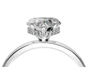 Hidden Halo Engagement Ring Setting for Heart-Shaped Center with Plain Band and Tall Prong Head in White Gold