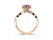 Solitaire Engagement Ring Setting for Fancy Pink Round Cut Center with Narrow Twist Pave Band and Prong Head in Rose Gold