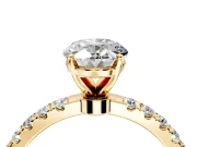 Open Basket Engagement Ring Setting for Oval Center with Pave Band and Prong Head in Yellow Gold