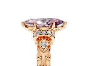 Solitaire Engagement Ring Setting for Fancy Pink Marquise Center with Filigree Band and Prong Head in Rose Gold
