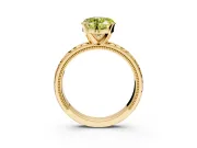 Solitaire Engagement Ring Setting for Fancy Yellow Heart-Shaped Center with Milgrain X Pattern Band and Prong Head in Yellow Gold