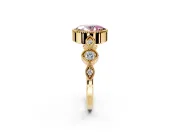 Vintage Station Engagement Ring Setting for Fancy Pink Oval Center with Accents and Prong Head in Yellow Gold