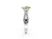 3 Stone Engagement Ring Setting for Fancy Yellow Oval Center with Pave Split Shank and Prong Head in Platinum