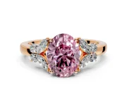 Solitaire Engagement Ring Setting for Fancy Pink Oval Center with Marquise Flower Shoulders and Prong Head in Rose Gold