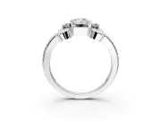 Solitaire Engagement Ring Setting for Emerald Cut Center with Twisted Band and Scroll Prong Head in Platinum