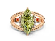 Halo Engagement Ring Setting for Fancy Yellow Marquise Center with Rope Twist Split Shank and Prong Head in Rose Gold