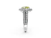 Large Accent Halo Engagement Ring Setting for Fancy Yellow Oval Center with Pave Split Shank and Prong Head in Platinum