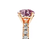 Solitaire Engagement Ring Setting for Fancy Pink Round Cut Center with Large Accents and Prong Head in Rose Gold
