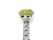 Solitaire Engagement Ring Setting for Fancy Yellow Cushion Cut Center with Large Accents and Prong Head in Sterling Silver