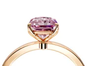 Solitaire Engagement Ring Setting for Fancy Pink Radiant Cut Center with Thin Rounded Plain Band and Prong Head in Rose Gold