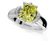Solitaire Engagement Ring Setting for Fancy Yellow Radiant Cut Center with Wide Band, Pave Collar and Prong Head in White Gold
