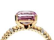 Rope Engagement Ring Setting for Fancy Pink Asscher Cut Center with Accent Shoulders and Prong Head in Yellow Gold